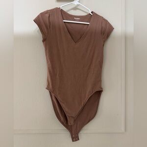 Old Navy Brown M V Neck Short Sleeve bodysuit